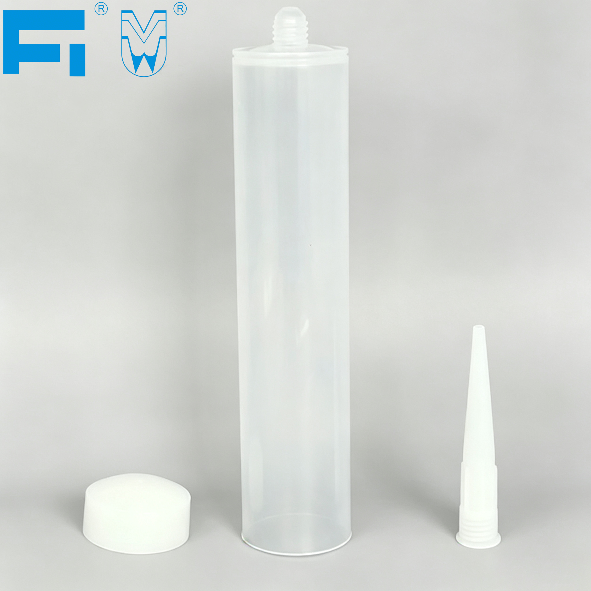 Industry Grade 300ml PP transparent Adhesive Packaging Plastic Cartridge for Silicone Sealant Caulking and Sealing