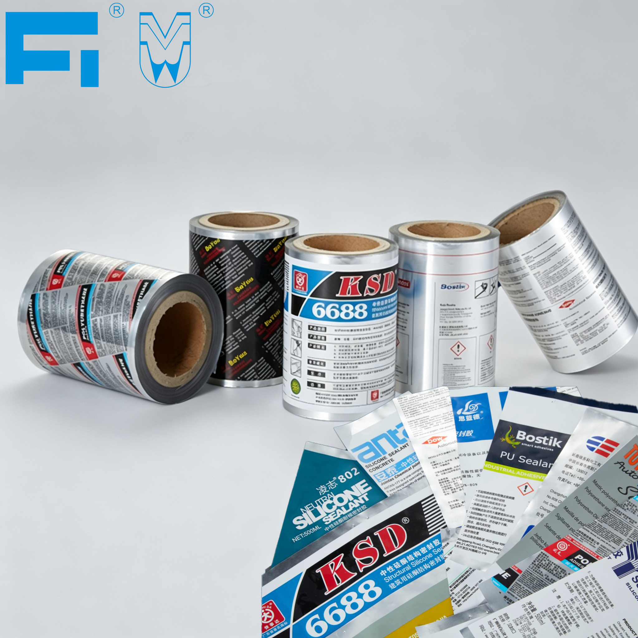 Custom Printed Chemical Resistant 69um Aluminum Sausage Foil for Industry MS Sealant Packaging